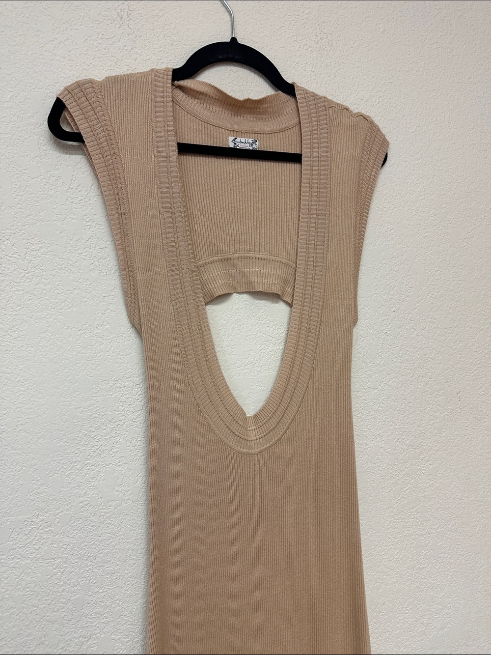 Free People Intimately womans Sleeveless Beige Cutout Midi Dress size L - Picture 4 of 4